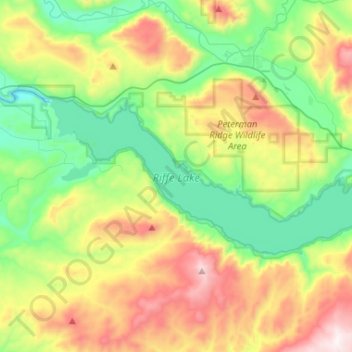 Topografische kaart Riffe Lake, hoogte, reliëf