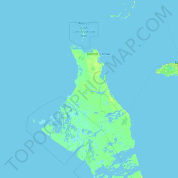 Topografische kaart North Andros, hoogte, reliëf