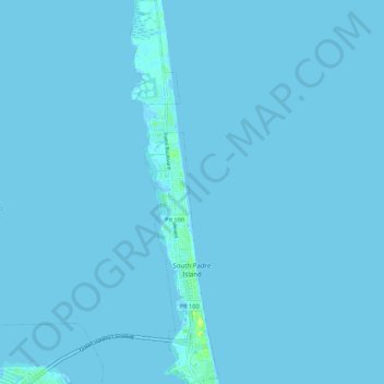 Topografische kaart South Padre Island, hoogte, reliëf