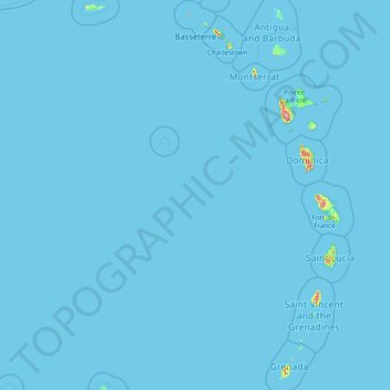 Topografische kaart Caribisch Nederland, hoogte, reliëf