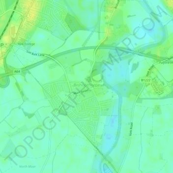 Topografische kaart Bishopthorpe, hoogte, reliëf