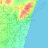 Topografische kaart Puducherry District, hoogte, reliëf