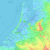 Topografische kaart West-Nederland, hoogte, reliëf