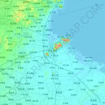 Topografische kaart 连云港市, hoogte, reliëf