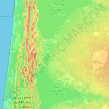 Topografische kaart Biscarrosse, hoogte, reliëf