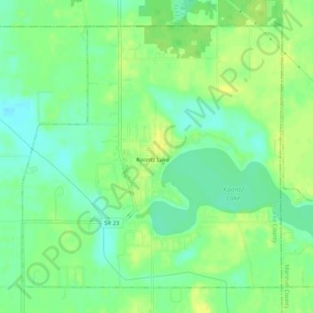 Topografische kaart Koontz Lake, hoogte, reliëf