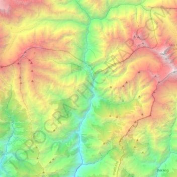 Topografische kaart Dharche, hoogte, reliëf