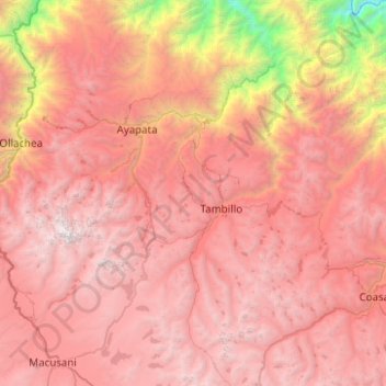 Topografische kaart Ituata, hoogte, reliëf