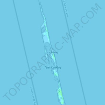 Topografische kaart Isla Contoy, hoogte, reliëf