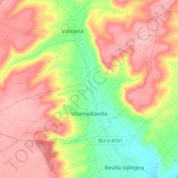 Topografische kaart Villamedianilla, hoogte, reliëf