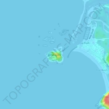Topografische kaart James Island, hoogte, reliëf