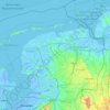 Topografische kaart Arrondissement Noord-Nederland, hoogte, reliëf