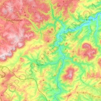 Topografische kaart Kusel-Altenglan, hoogte, reliëf