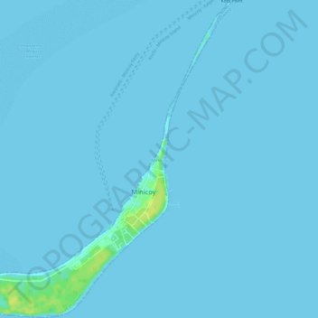 Topografische kaart Minicoy Island, hoogte, reliëf