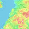 Topografische kaart South Ayrshire, hoogte, reliëf