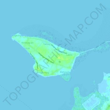 Topografische kaart Pangangan Island, hoogte, reliëf