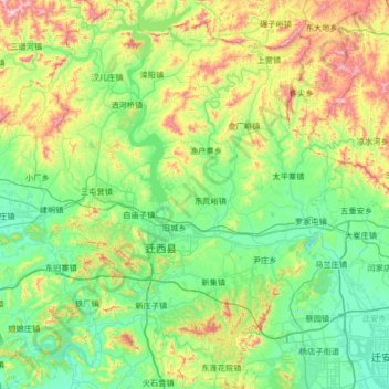 Topografische kaart Qianxi County, hoogte, reliëf