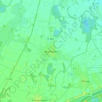 Topografische kaart Boofzheim, hoogte, reliëf