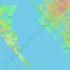 Topografische kaart Hecate Strait, hoogte, reliëf
