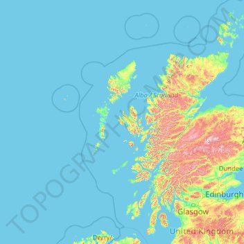 Topografische kaart Hebrides, hoogte, reliëf