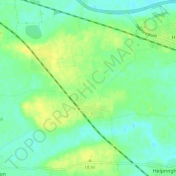 Topografische kaart Burton Pedwardine, hoogte, reliëf