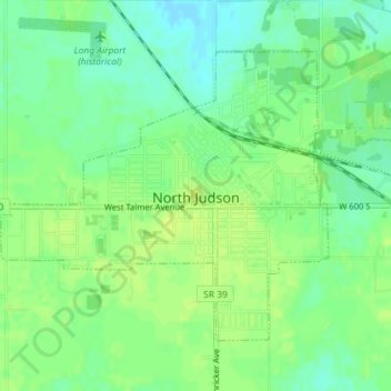 Topografische kaart North Judson, hoogte, reliëf
