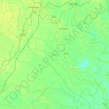 Topografische kaart Auraiy, hoogte, reliëf