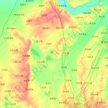 Topografische kaart 农安县, hoogte, reliëf