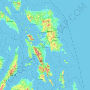 Topografische kaart Eastern Visayas, hoogte, reliëf