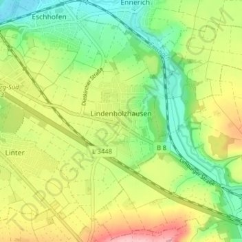 Topografische kaart Lindenholzhausen, hoogte, reliëf