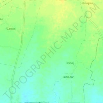 Topografische kaart Boraj, hoogte, reliëf