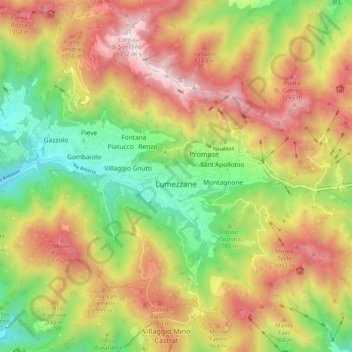 Topografische kaart Lumezzane, hoogte, reliëf