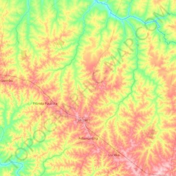 Topografische kaart Adamantina, hoogte, reliëf