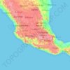 Topografische kaart America/Mexico_City Timezone, hoogte, reliëf
