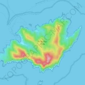 Topografische kaart Île de Port-Cros, hoogte, reliëf