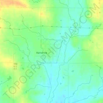 Topografische kaart Kendrick, hoogte, reliëf