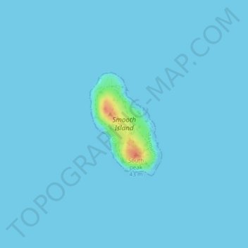 Topografische kaart Smooth Island, hoogte, reliëf