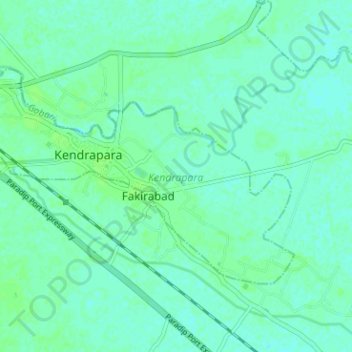 Topografische kaart Kendrapara, hoogte, reliëf