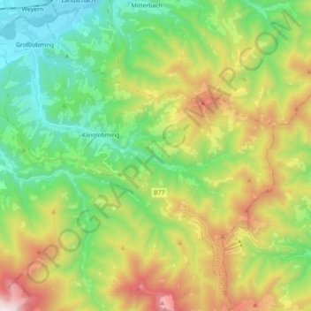 Topografische kaart Lobmingtal, hoogte, reliëf
