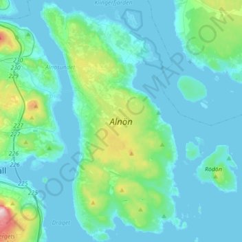 Topografische kaart Alnön, hoogte, reliëf