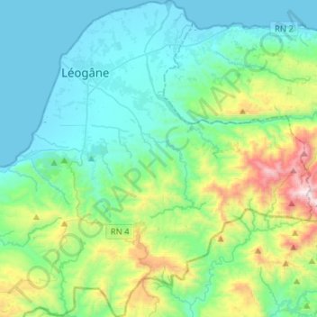 Topografische kaart Commune Léogâne, hoogte, reliëf