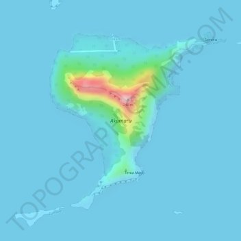 Topografische kaart Akamaru, hoogte, reliëf