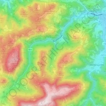 Topografische kaart Türnitz, hoogte, reliëf