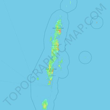 Topografische kaart Andaman Islands, hoogte, reliëf