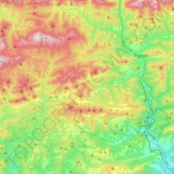 Topografische kaart les Llosses, hoogte, reliëf