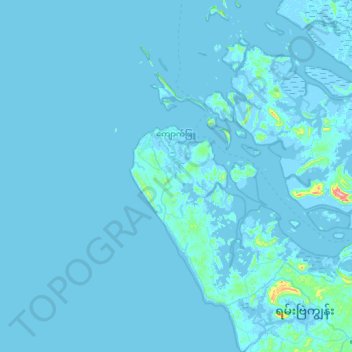 Topografische kaart Kyaukpyu Township, hoogte, reliëf