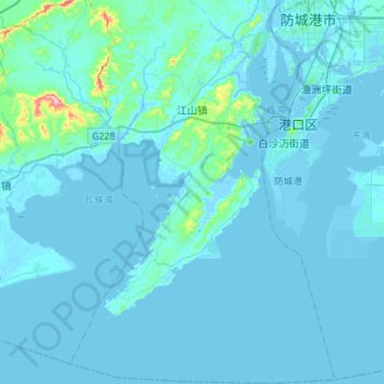 Topografische kaart Jiangshan Township, hoogte, reliëf