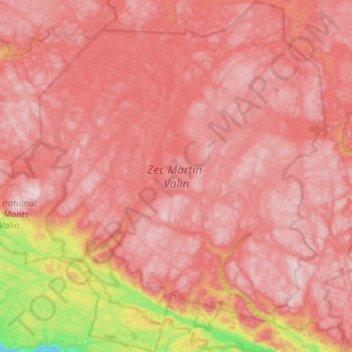 Topografische kaart ZEC Martin-Valin, hoogte, reliëf
