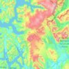 Topografische kaart Champ de glace Sud de Patagonie, hoogte, reliëf