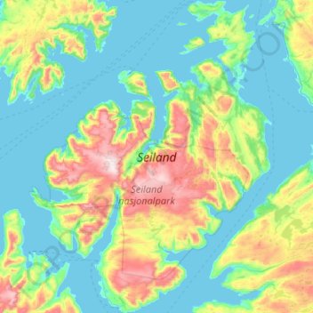 Topografische kaart Seiland, hoogte, reliëf